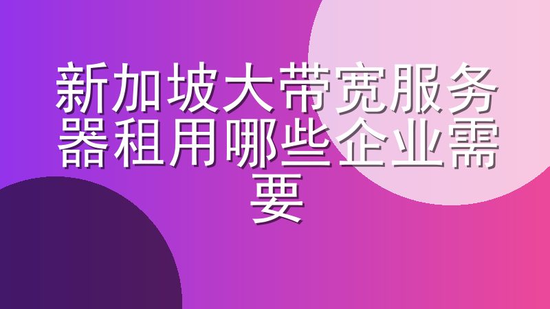 新加坡大带宽服务器租用哪些企业需要